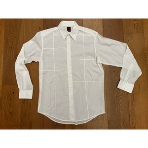 Raoul Men's Straight Fit White Dress Shirt Stitched Pattern‎ 16/41 Luxe 16 41